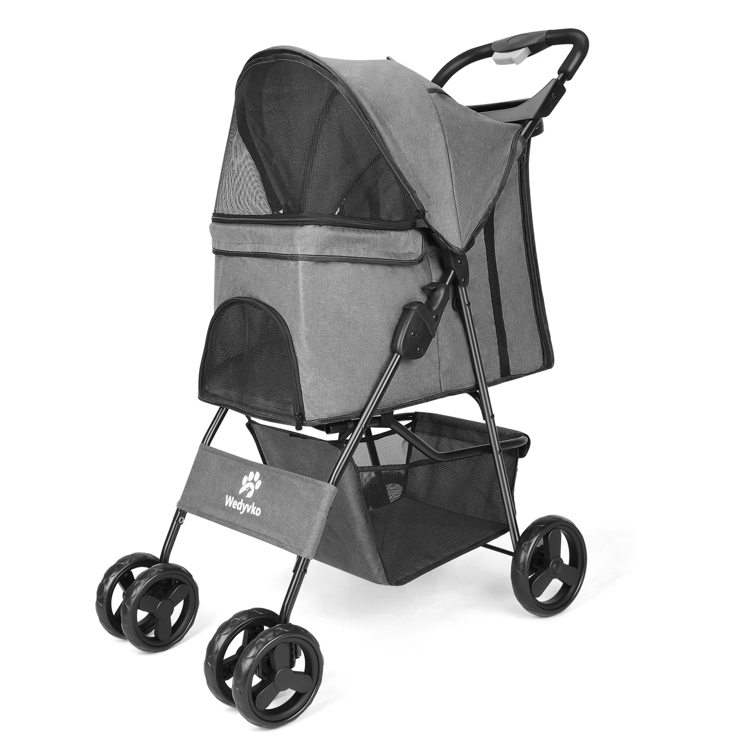 Lightweight Outdoor Pet Stroller – Foldable Breathable Dog & Cat Travel Pram with Universal Wheels