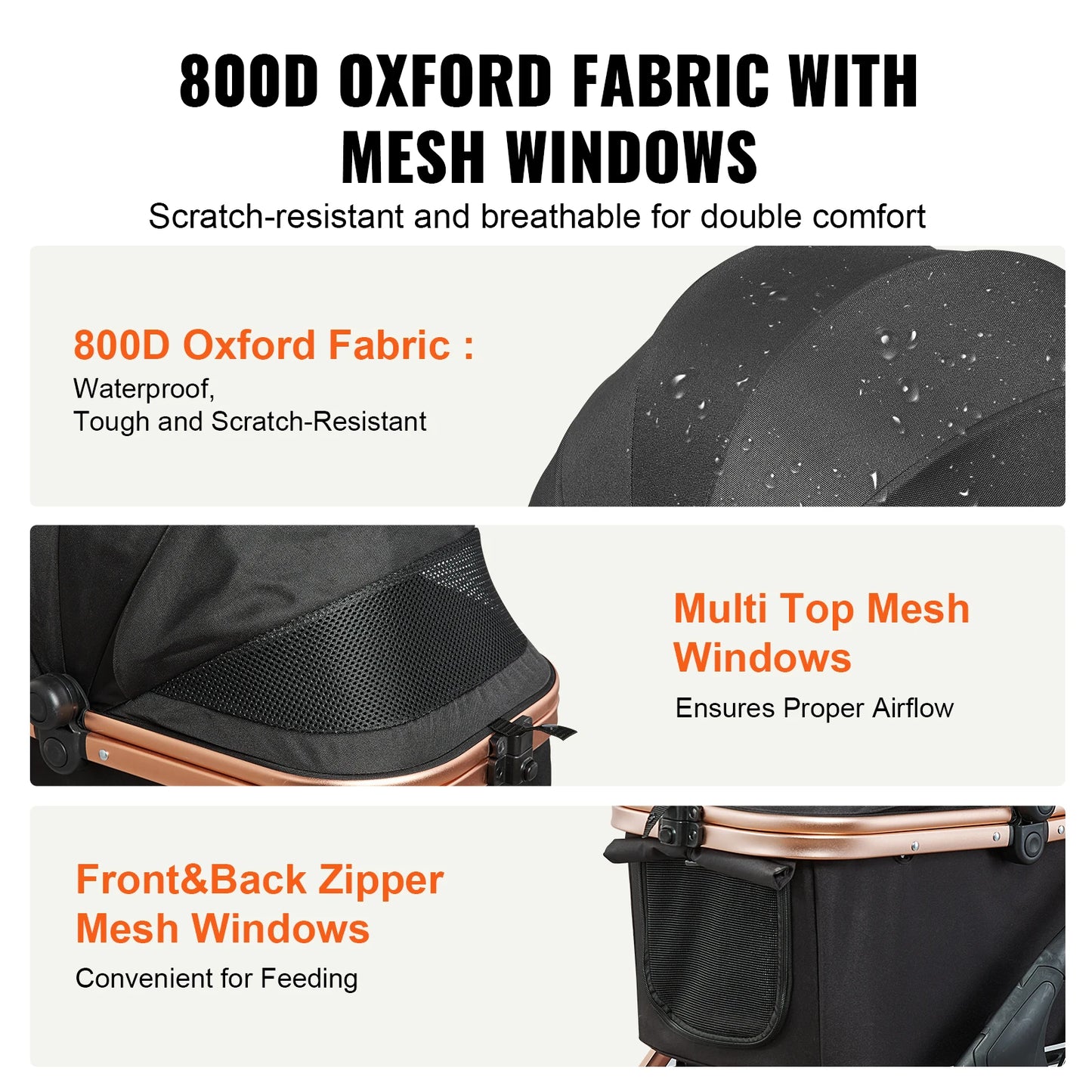 SucceBuy Foldable Pet Stroller – 66 lbs Dog & Puppy Carrier with Brakes and Storage Basket