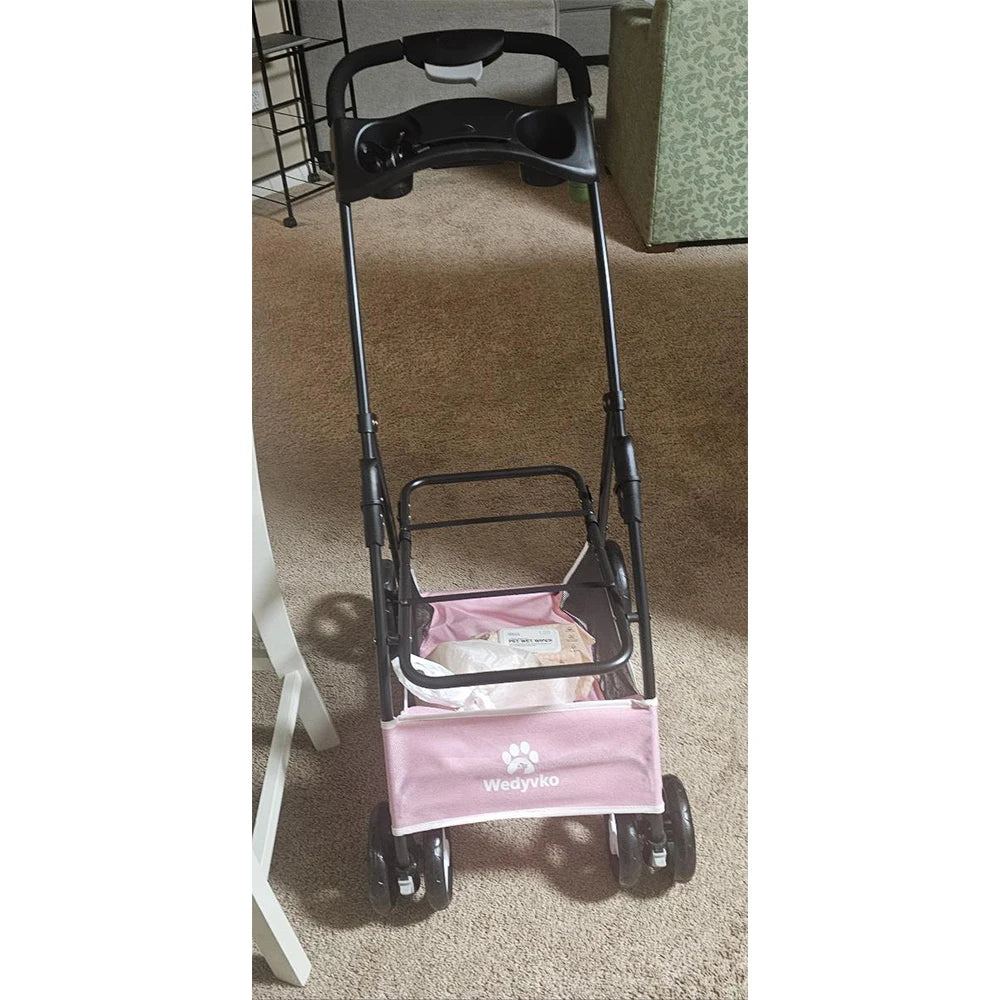 Lightweight Outdoor Pet Stroller – Foldable Breathable Dog & Cat Travel Pram with Universal Wheels