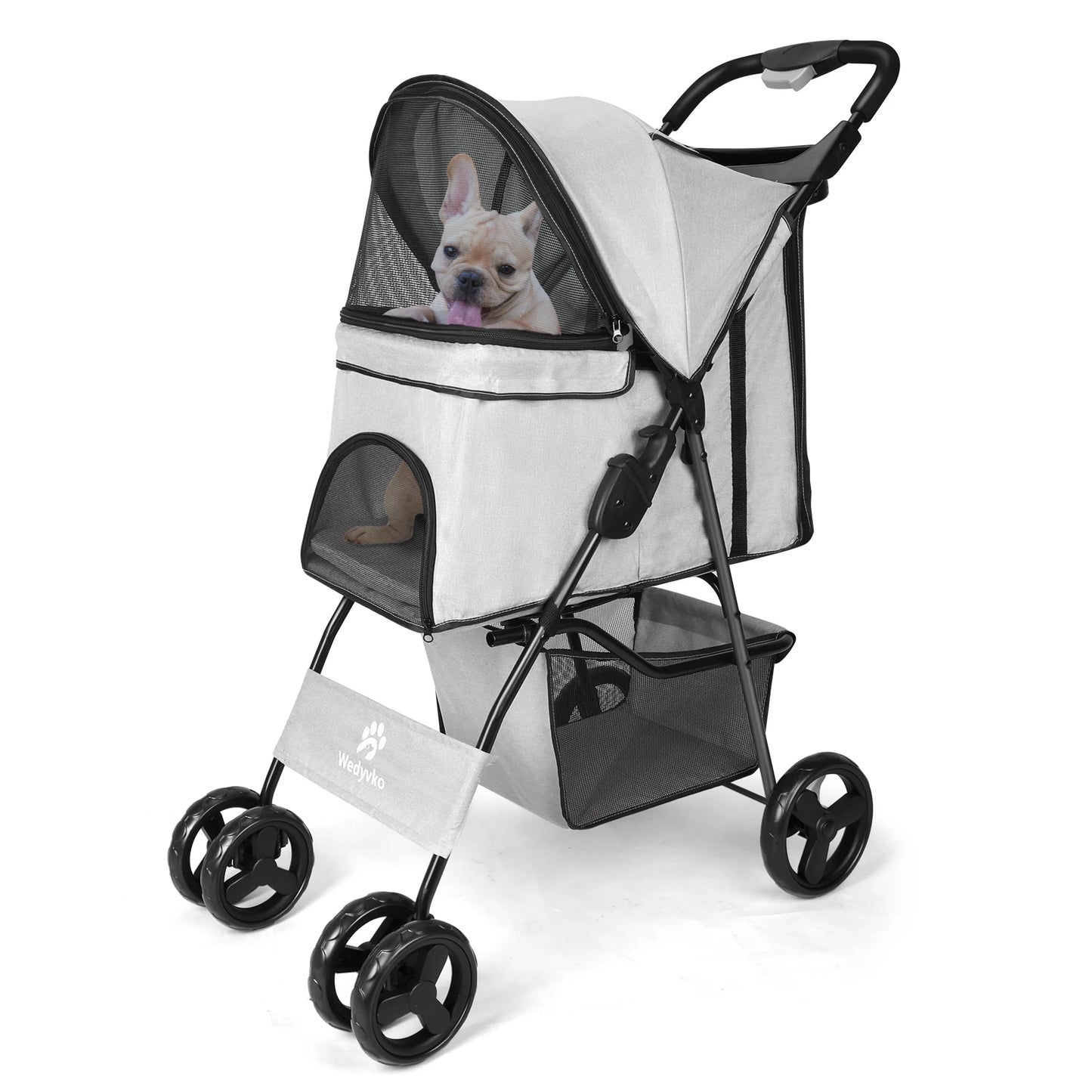 Lightweight Outdoor Pet Stroller – Foldable Breathable Dog & Cat Travel Pram with Universal Wheels