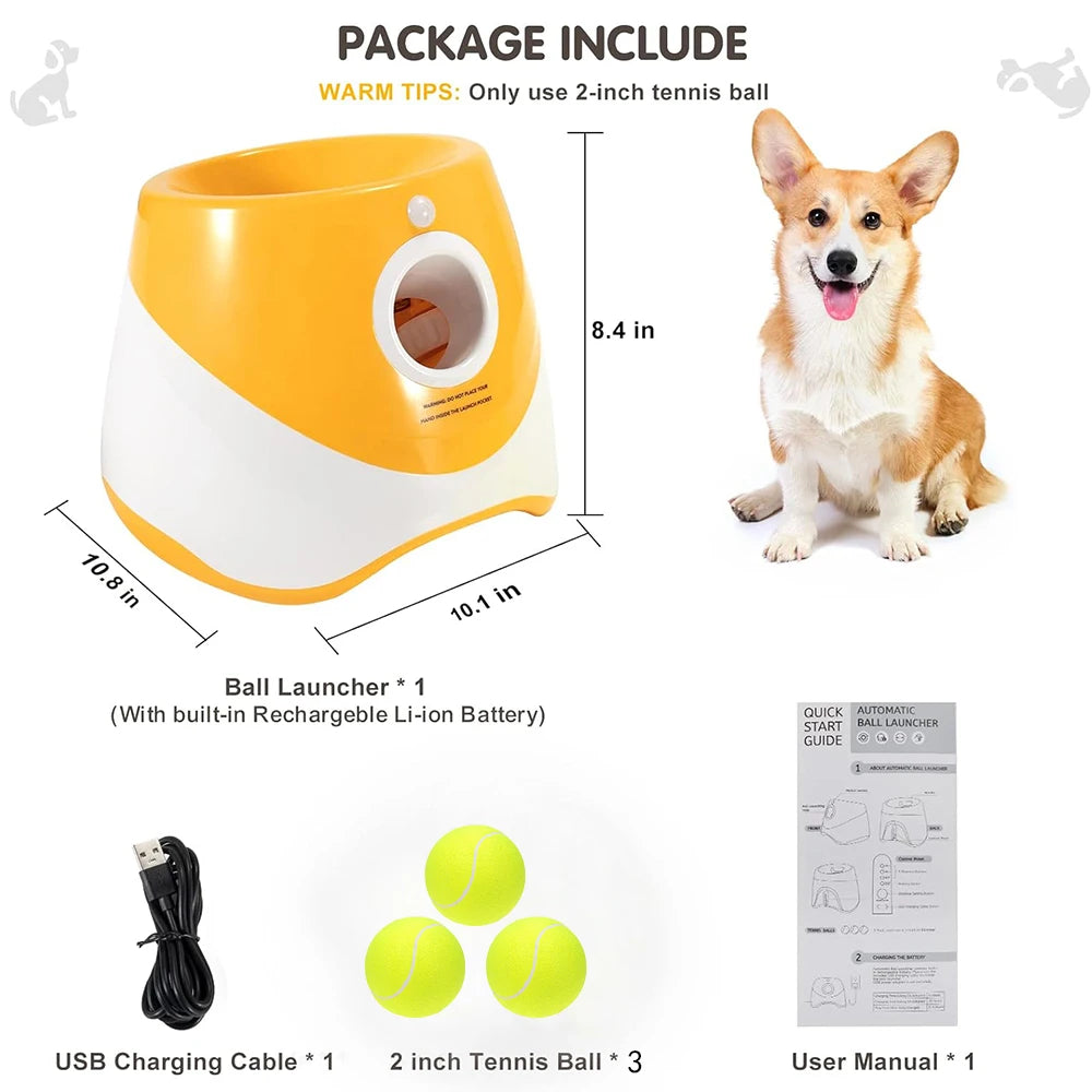 Automatic Dog Ball Launcher – Interactive Tennis Throwing Machine with USB Rechargeable Catapult for Fun Pet Play