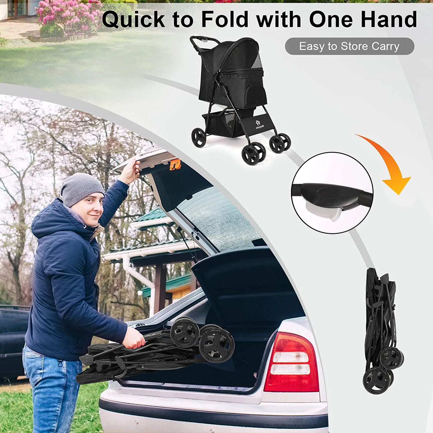 Lightweight Outdoor Pet Stroller – Foldable Breathable Dog & Cat Travel Pram with Universal Wheels