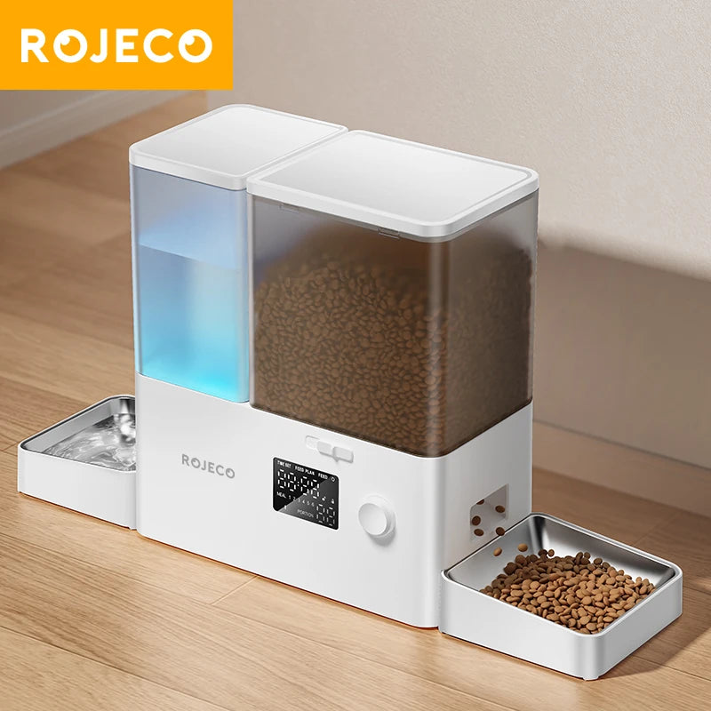 ROJECO 2-in-1 Automatic Pet Feeder & Water Fountain – 8.5L Dog Food Dispenser with Button Control
