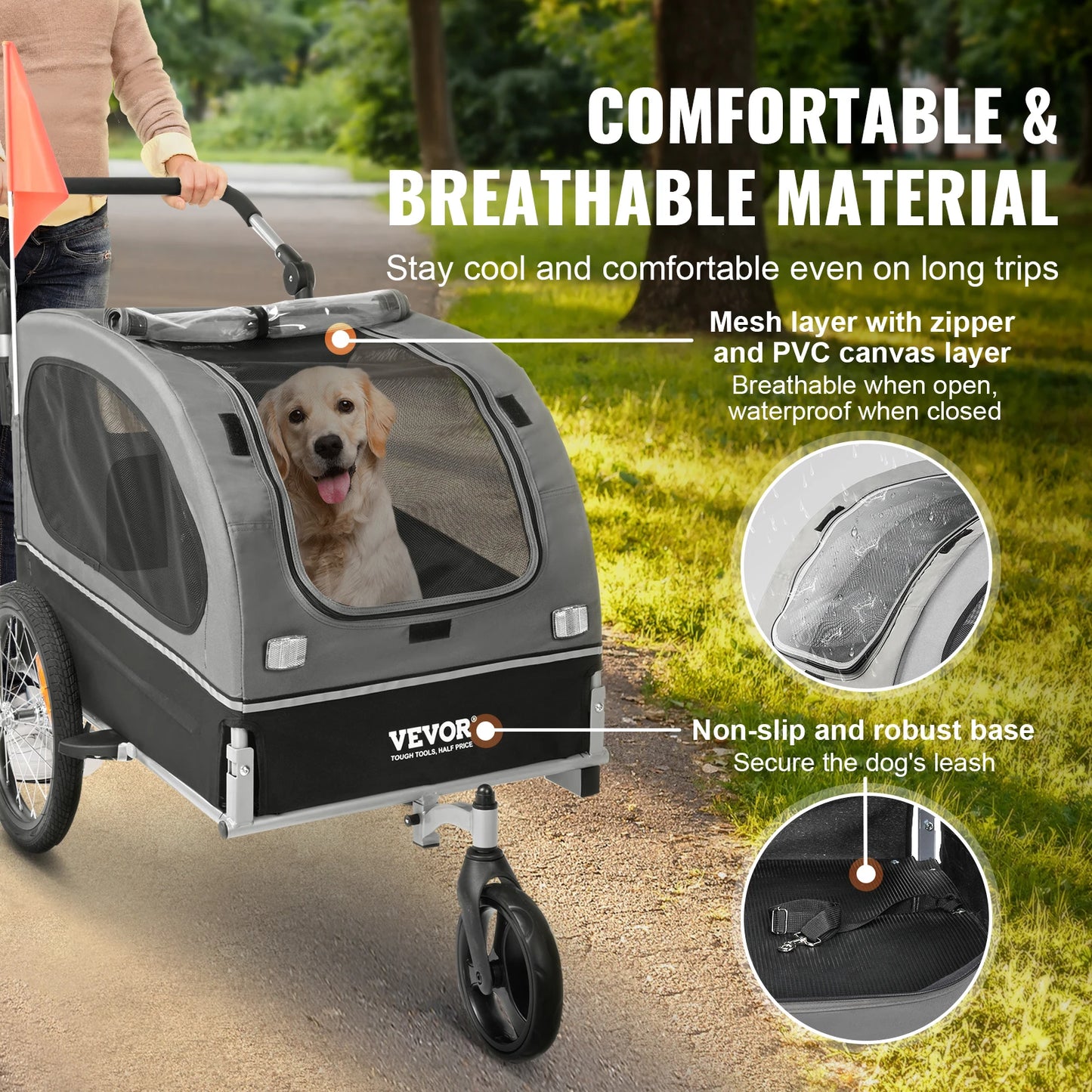 SucceBuy 2-in-1 Pet Stroller & Bike Trailer – Foldable Dog Cart with Reflectors, Wheels & Bicycle Coupler (88 lbs Capacity)