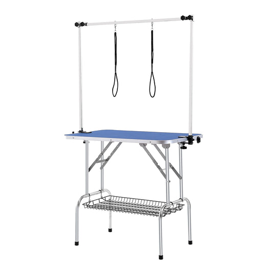 SucceBuy Pet Grooming Table – Foldable Dog Grooming Station with Dual Arms & Clamp for Small and Medium Pets