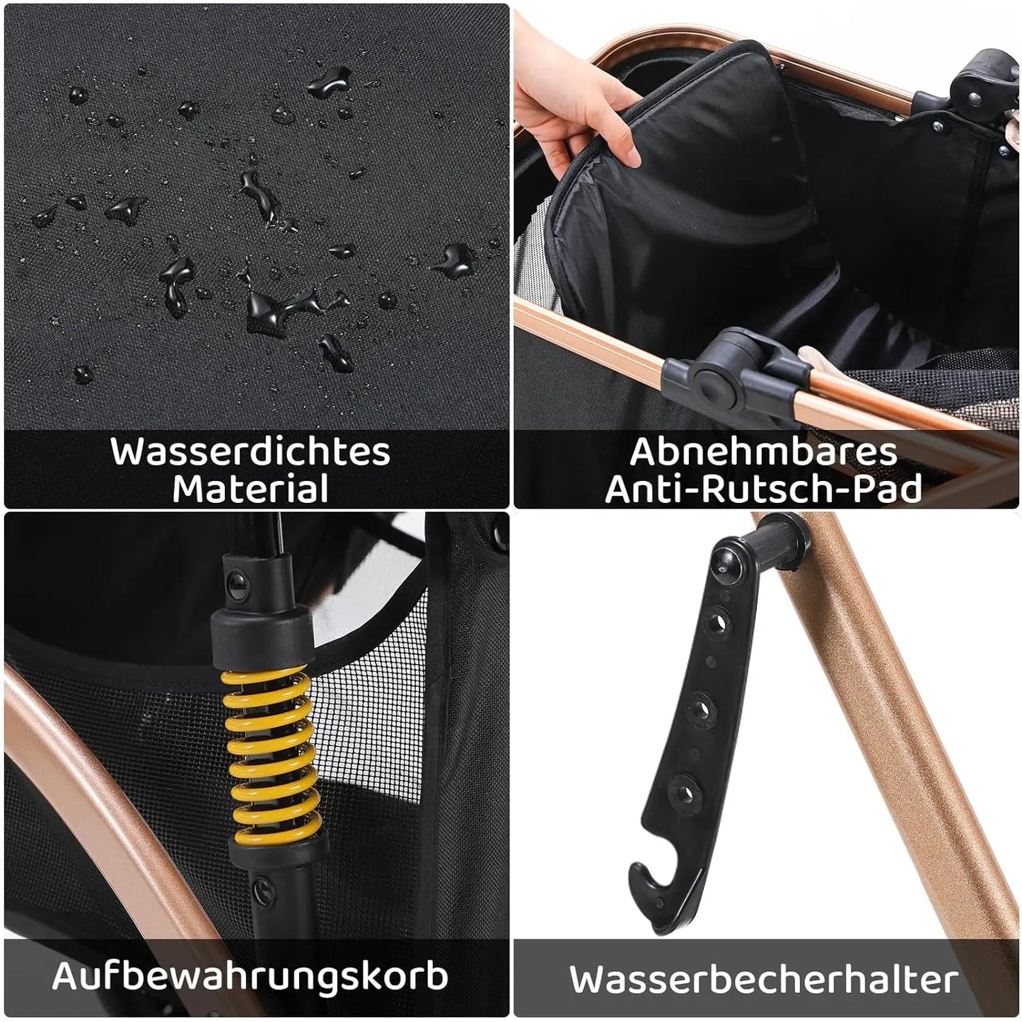 2 in 1 Dog Buggy & Cat Stroller – Foldable Pet Transport Box with 360° Rubber Wheels & Storage Basket