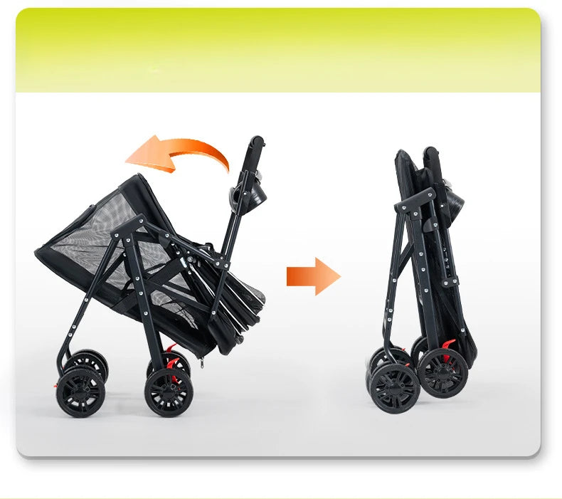 Breathable Pet Stroller – Lightweight Foldable Dog & Cat Carrier | Portable Ventilated Travel Stroller