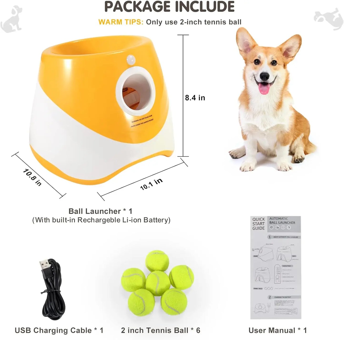 Automatic Dog Ball Launcher – Interactive Tennis Throwing Machine with USB Rechargeable Catapult for Fun Pet Play