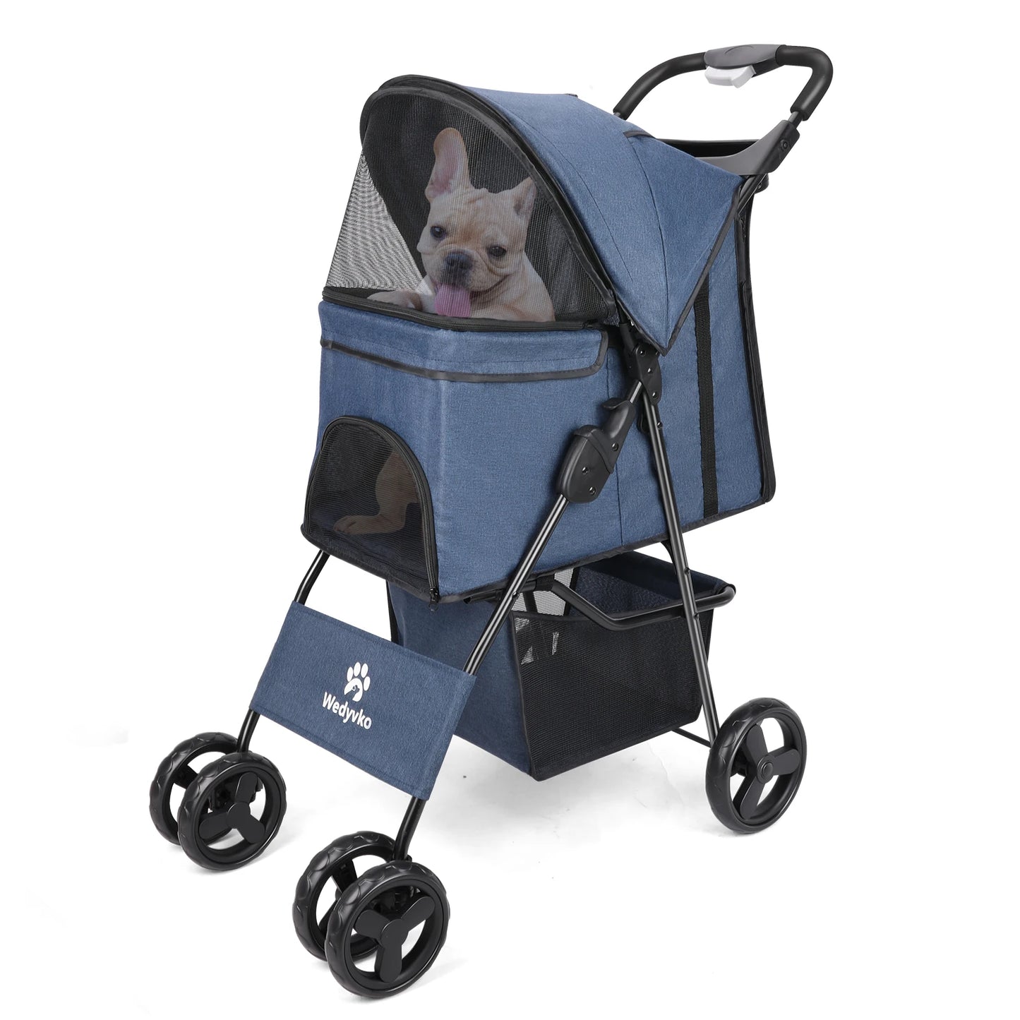 Lightweight Outdoor Pet Stroller – Foldable Breathable Dog & Cat Travel Pram with Universal Wheels