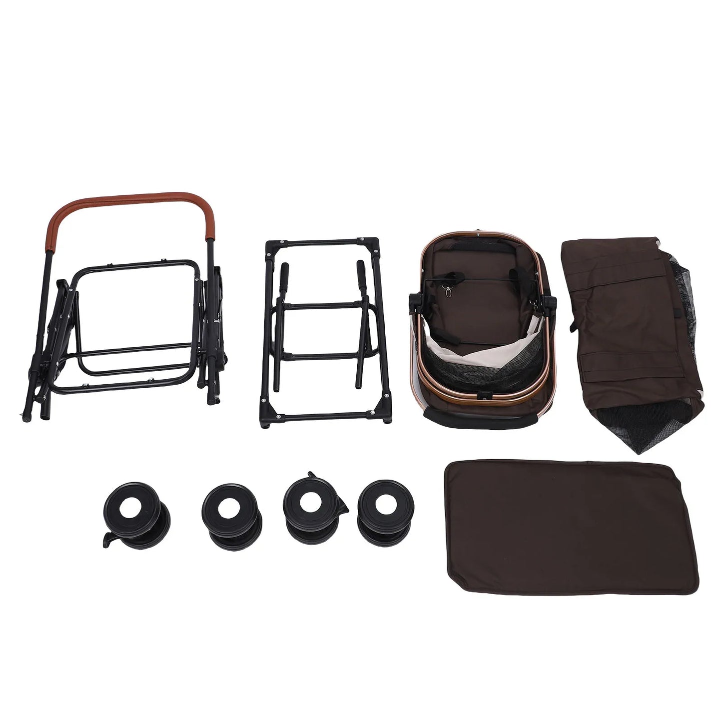 Double Pet Stroller – Lightweight Foldable 4-Wheel Dog & Cat Travel Carrier | Detachable Portable Pet Cart