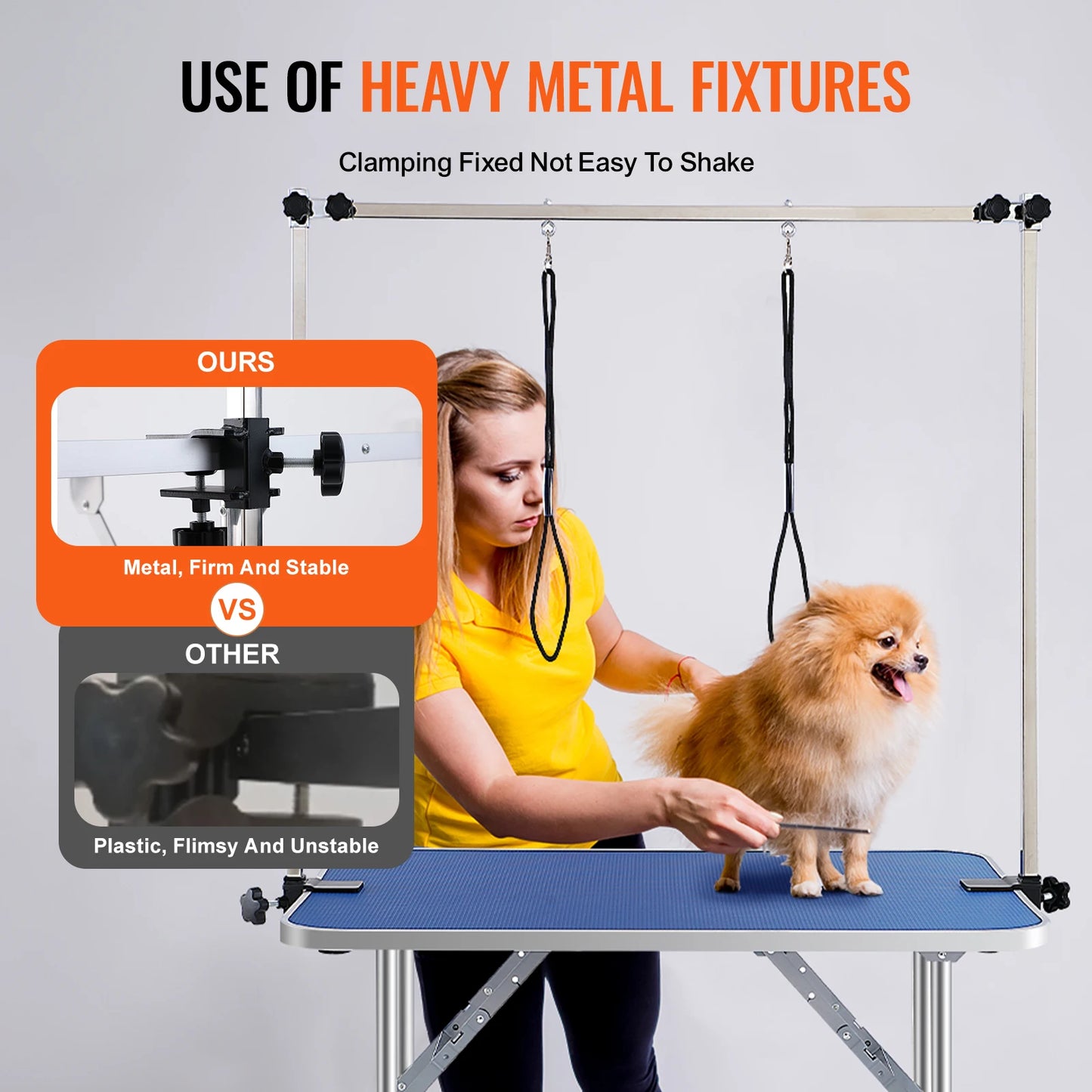 SucceBuy Pet Grooming Table – Foldable Dog Grooming Station with Dual Arms & Clamp for Small and Medium Pets
