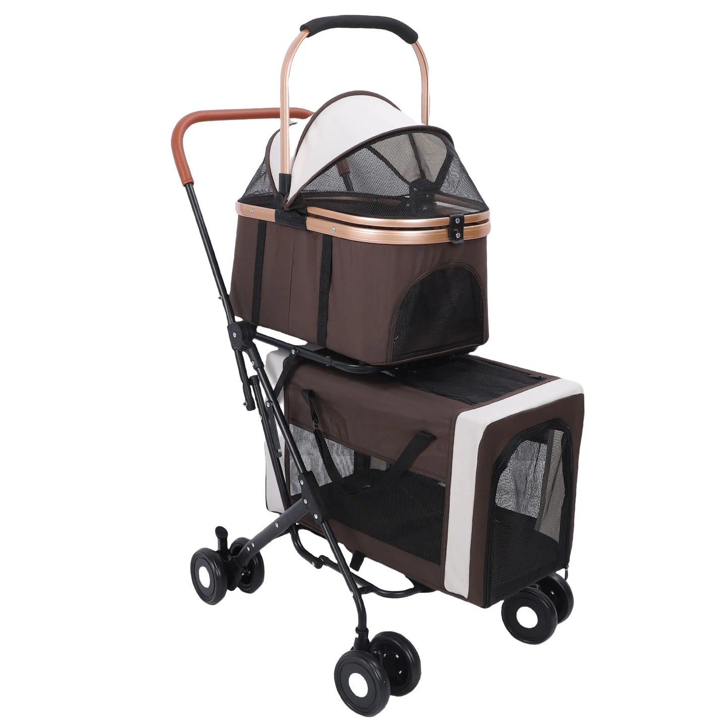 Double Pet Stroller – Lightweight Foldable 4-Wheel Dog & Cat Travel Carrier | Detachable Portable Pet Cart