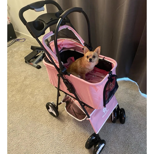 Lightweight Outdoor Pet Stroller – Foldable Breathable Dog & Cat Travel Pram with Universal Wheels