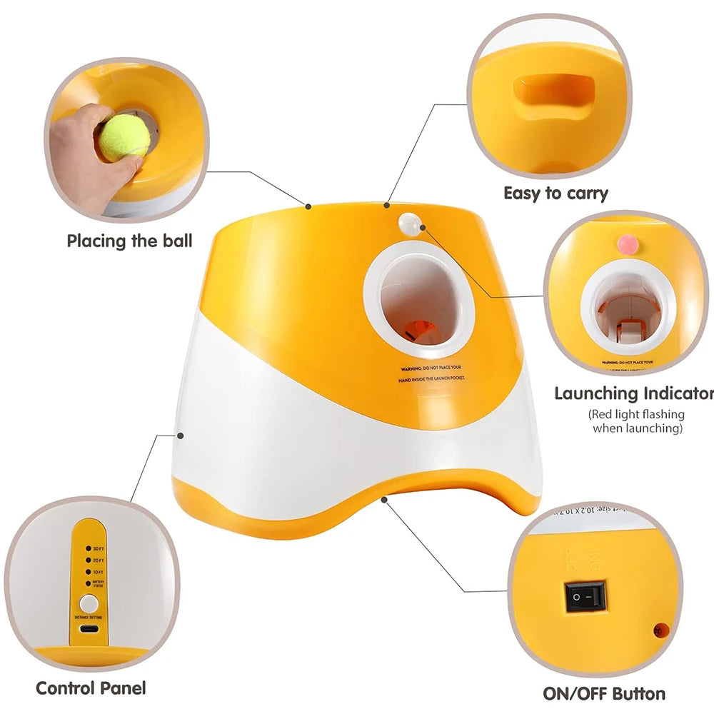 Automatic Dog Ball Launcher – Interactive Tennis Throwing Machine with USB Rechargeable Catapult for Fun Pet Play