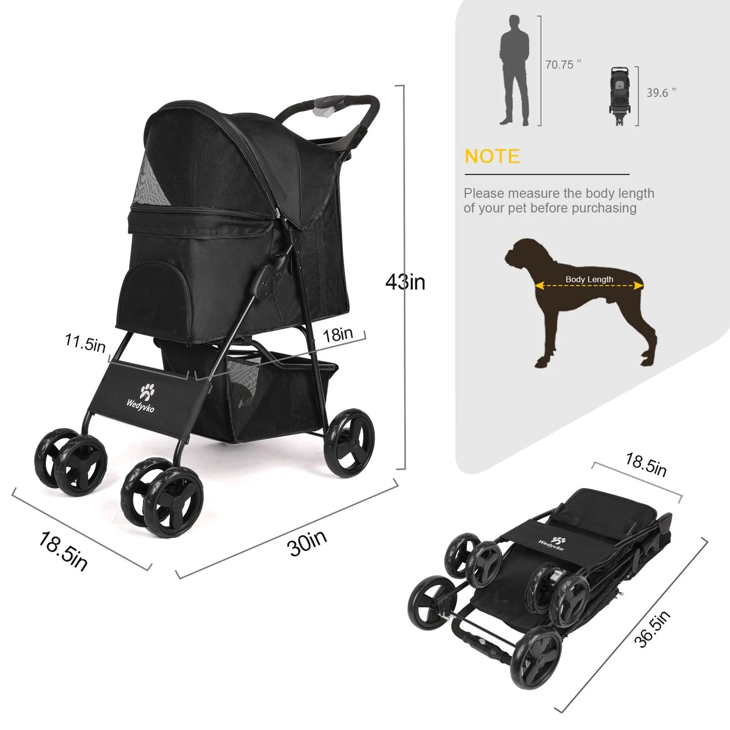 Lightweight Outdoor Pet Stroller – Foldable Breathable Dog & Cat Travel Pram with Universal Wheels