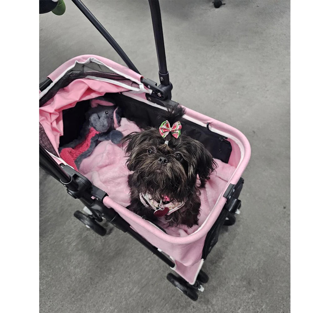 Lightweight Outdoor Pet Stroller – Foldable Breathable Dog & Cat Travel Pram with Universal Wheels