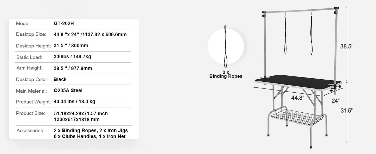 SucceBuy Pet Grooming Table – Foldable Dog Grooming Station with Dual Arms & Clamp for Small and Medium Pets