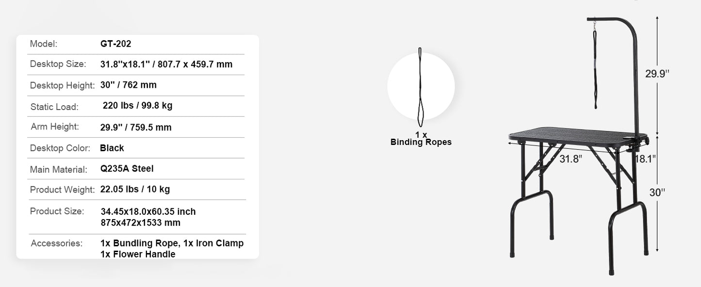 SucceBuy Pet Grooming Table – Foldable Dog Grooming Station with Dual Arms & Clamp for Small and Medium Pets