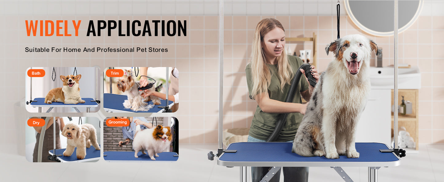 SucceBuy Pet Grooming Table – Foldable Dog Grooming Station with Dual Arms & Clamp for Small and Medium Pets